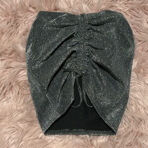 Metallic ruched mini skirt